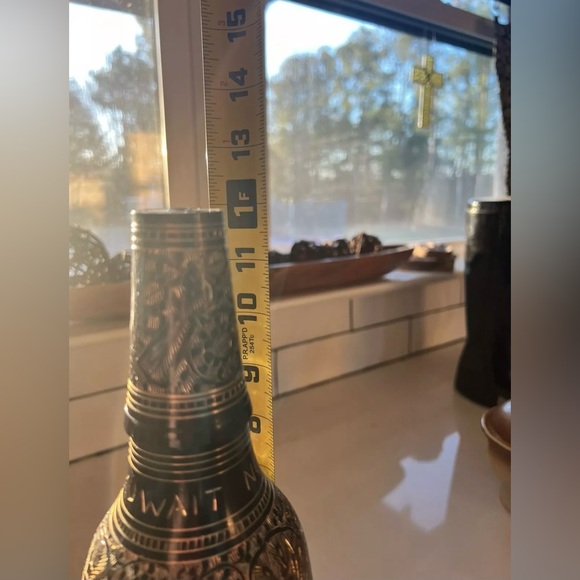 Vtg Collectible Decorative Wine Bottle Flask Brass India Etch NO BEER IN KUWAIT - Picture 15 of 16